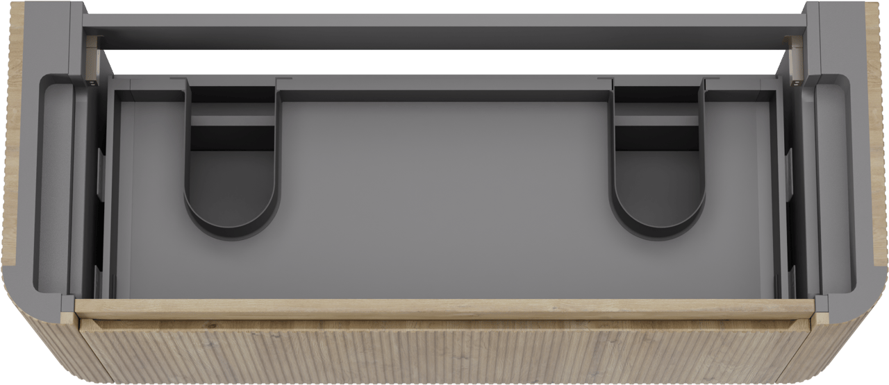 Storke Soft  hängendes möbelstück Waschtischunterschränke 120 x 46 cm Eiche rau 2 Schubladen Vert. Sym. Rippe