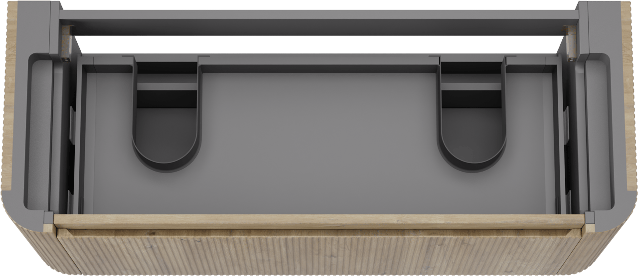 Storke Soft  hängendes möbelstück Waschtischunterschränke 120 x 46 cm Eiche rau 2 Schubladen Vert. Sym. Rippe