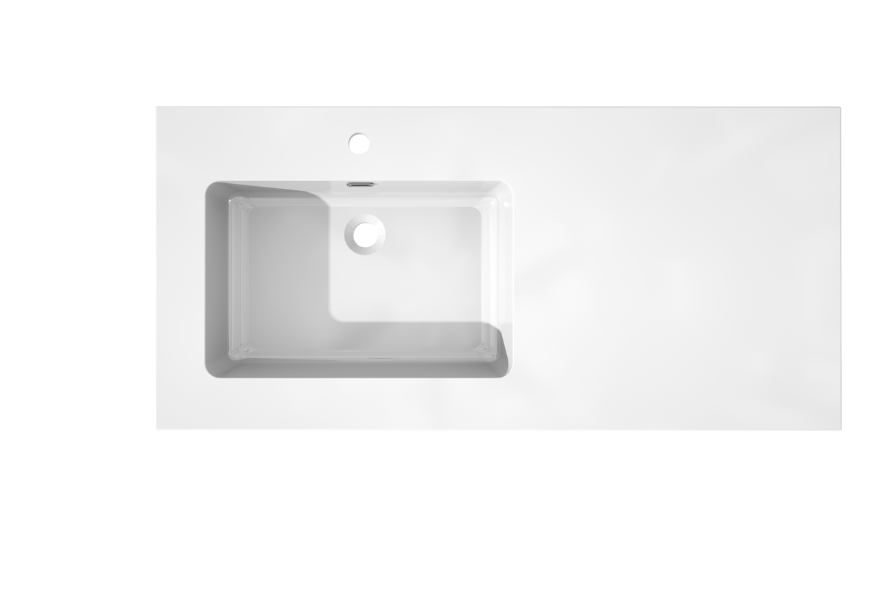 Storke Diva asymmetrisch linkse wastafel glanzend composiet marmer 110 x 52 cm combinatie kast 45 cm