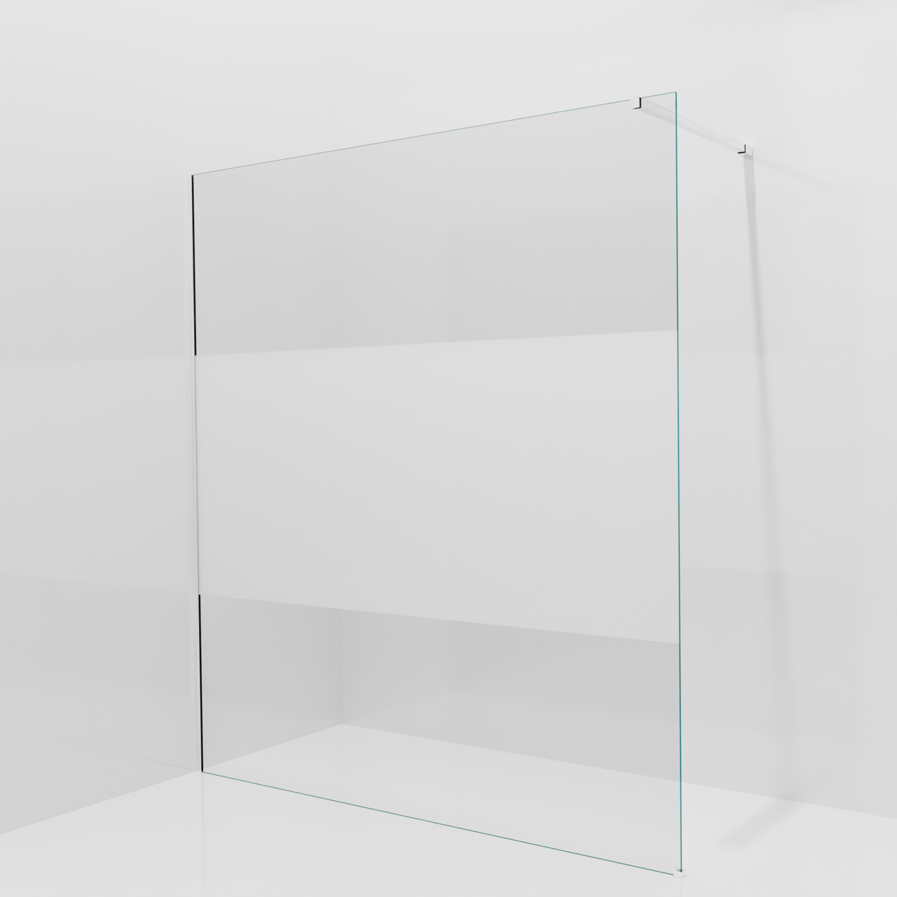 Balmani Modular Walk-In Dusche: 180 x 200 cm, Klarglas mit mattiertem Streifen, inklusive Coating, Profil Chrom glänzend