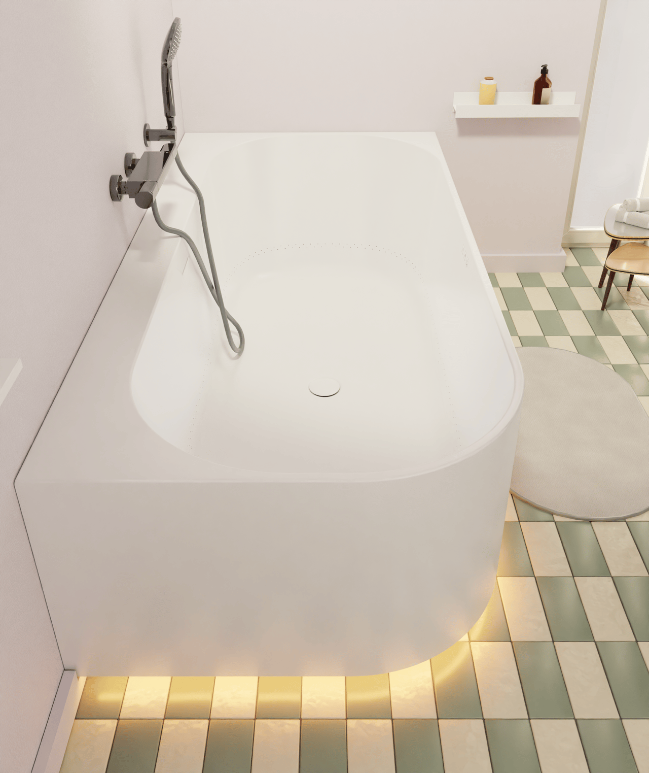 Luca Varess Laguna hoekbad rechts airmassage met LED 170 x 85 cm acryl mat wit