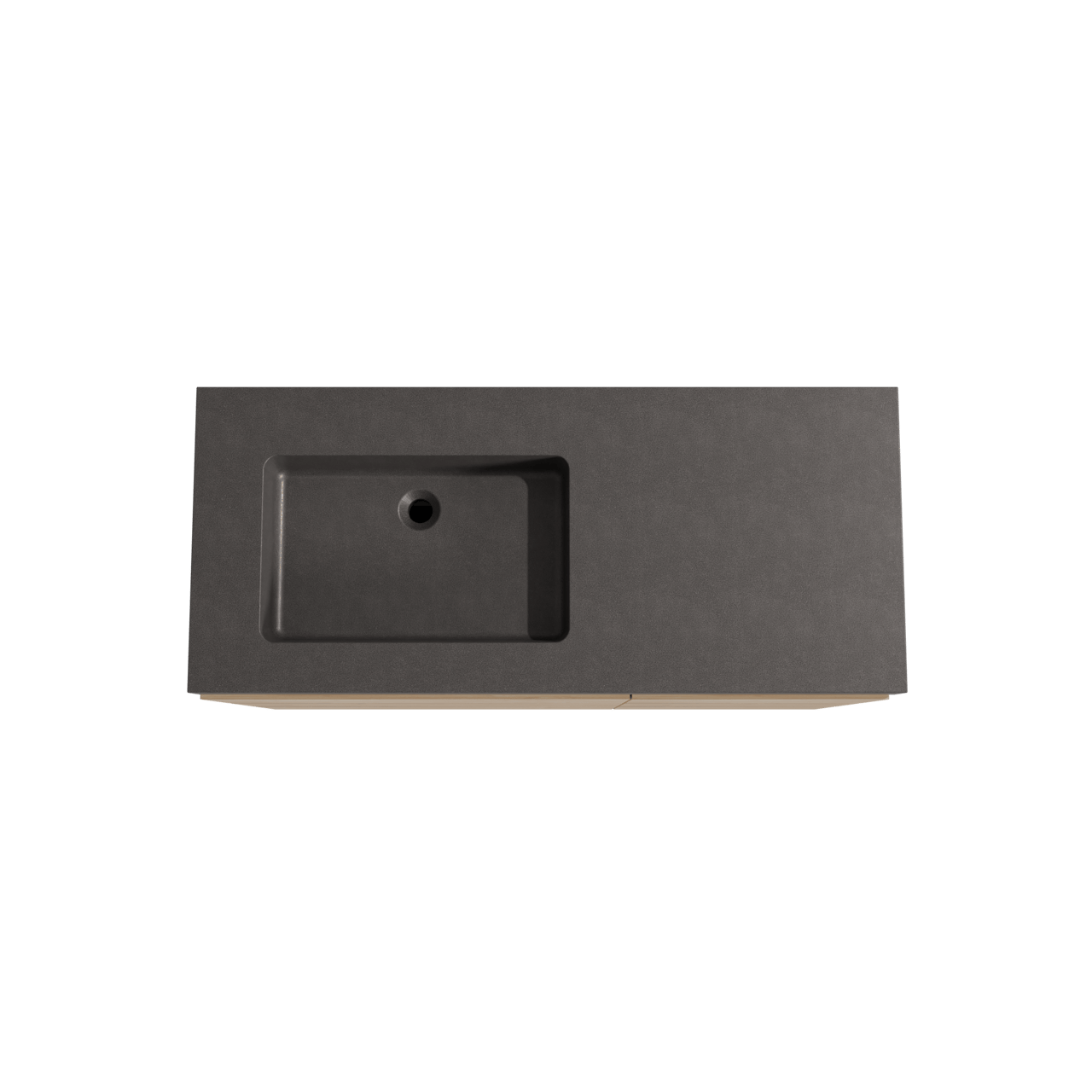 Storke Edge staand badkamermeubel 120 x 52 cm ruwe eik met Scuro High asymmetrisch linkse wastafel in kwarts mat zwart