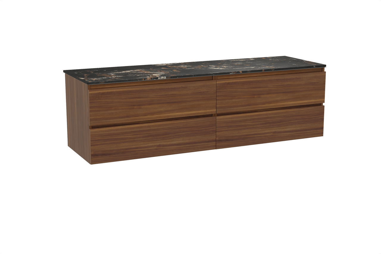 Balmani Lucida Badmöbel Set mit Stretto Waschtischplatte für Aufsatzwaschbecken