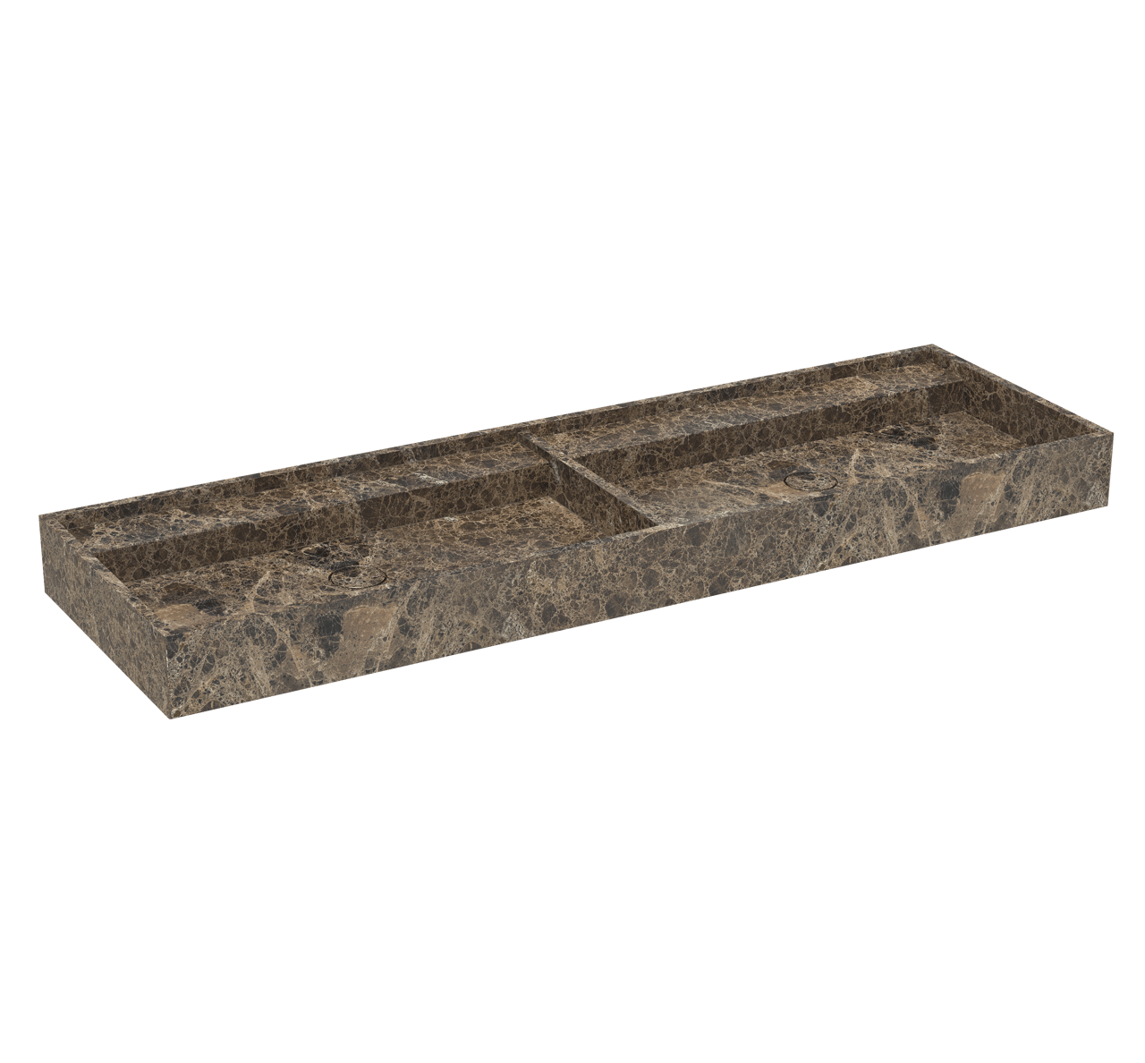 Balmani Cubo dubbele wastafel Dark Emperador marmer 160 x 49 cm