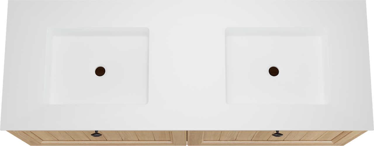 Balmani Lemon meuble salle de bains suspendu 150 x 55 cm, placage chêne naturel avec Tablo Stretto double vasque en blanc mat