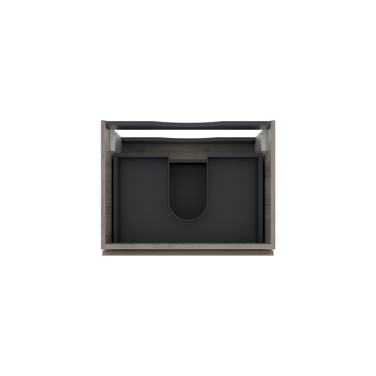 Linie Lado hängender Waschbeckenunterschrank: 60 x 46 cm, graue Eiche, 2 Schubladen