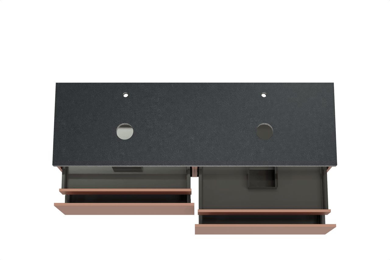 Balmani Sfera zwevend badkamermeubel 180 x 55 cm cotto met Rock dubbel tablet in graniet zwart
