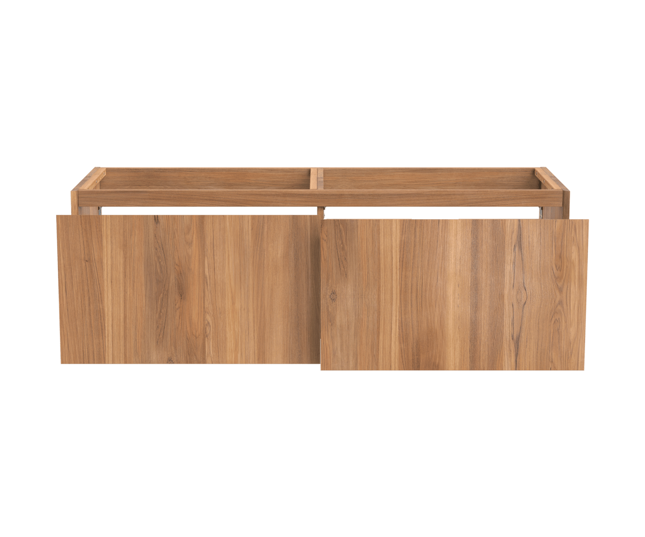 Balmani Idra hängender Waschbeckenunterschrank: 150 x 55 cm, Teak, 4 Schubladen