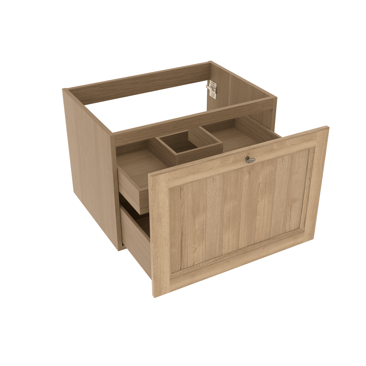 Balmani Lemon hängender Waschbeckenunterschrank: 75 x 55 cm, Eiche verwittert, 2 Schubladen