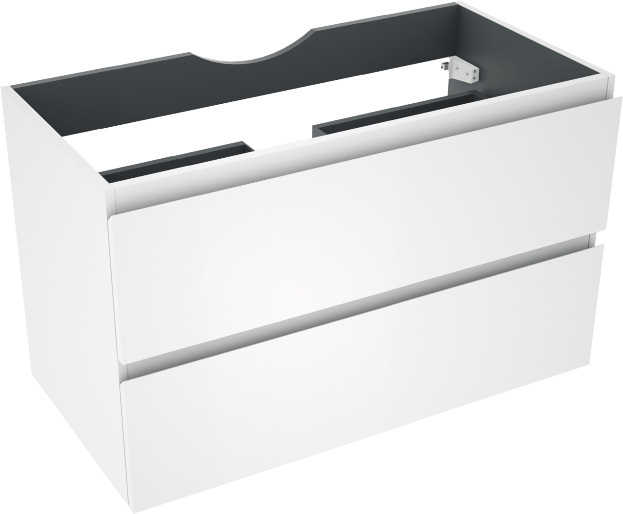 Linie Lado hängender Waschbeckenunterschrank: 90 x 46 cm, Weiß matt, 2 Schubladen