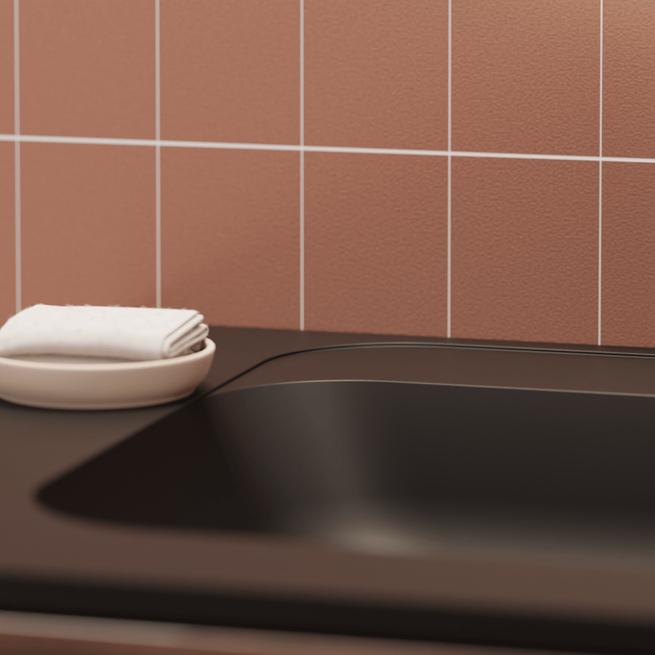 Balmani Tablo Strada double vasque top solid noire matte 180 x 55 cm