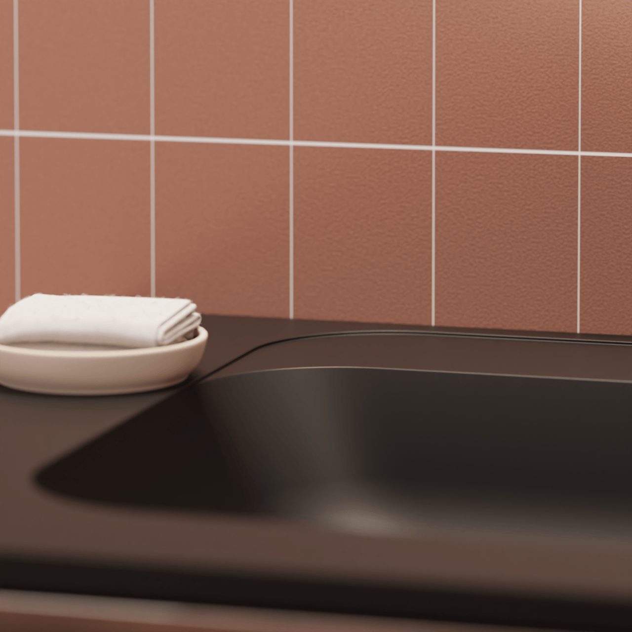 Balmani Tablo Strada plan simple pour 2 trous de robinet top solid noire matte 120 x 55 cm