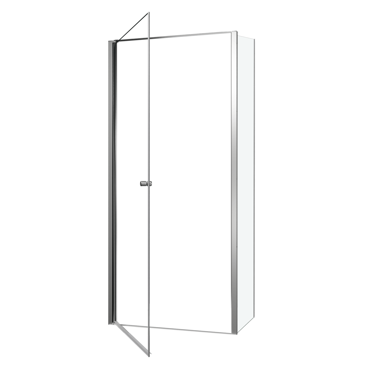 Luca Varess Kuresa coin-douche porte pivotante avec paroi latérale fixe 95 x 80 x 200 cm verre transparent et profil noir mat