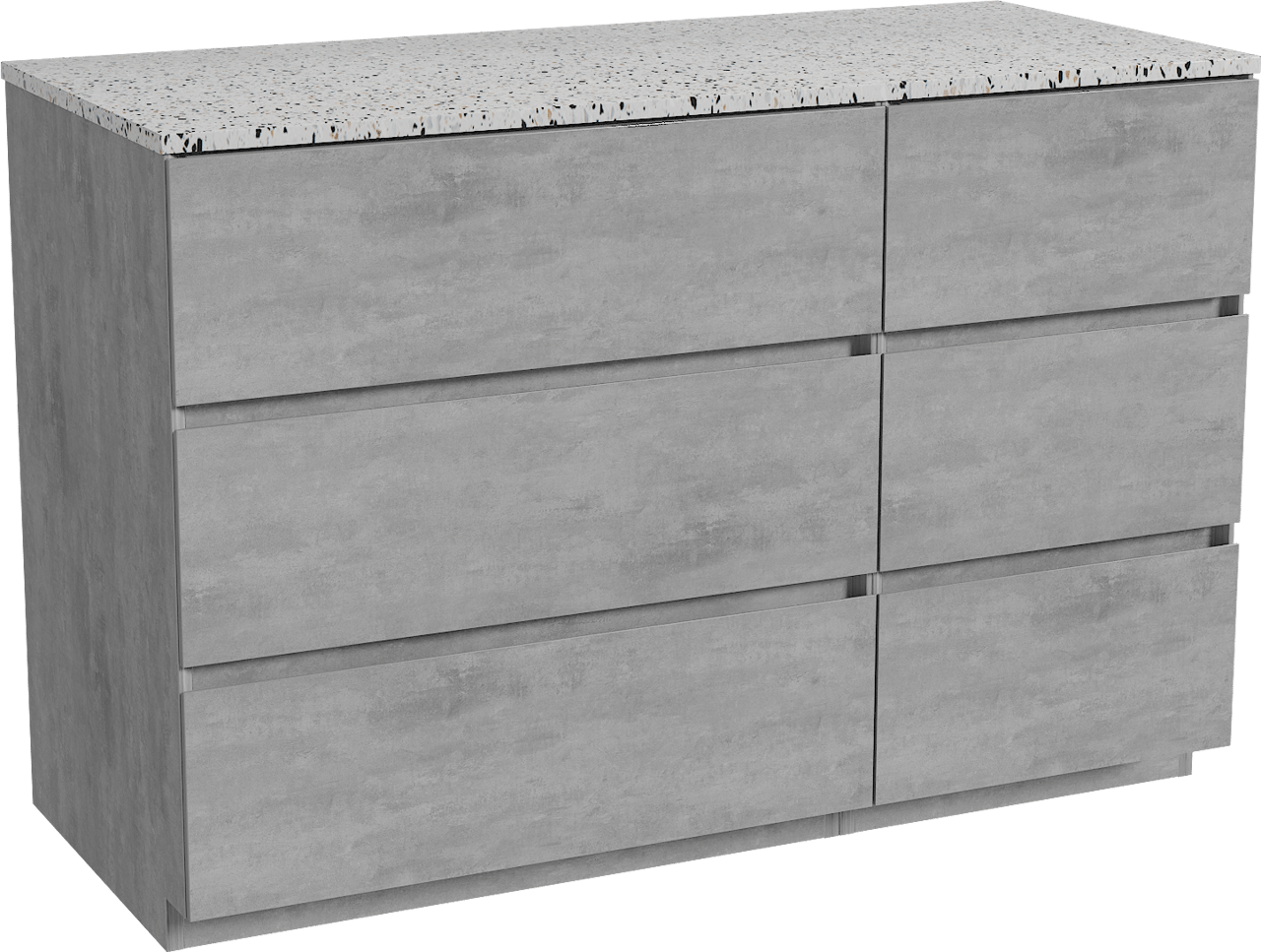 Storke Edge meuble salle de bains à poser 120 x 52 cm béton gris foncé avec Tavola tablette simple ou double en blanc/noir mat terrazzo