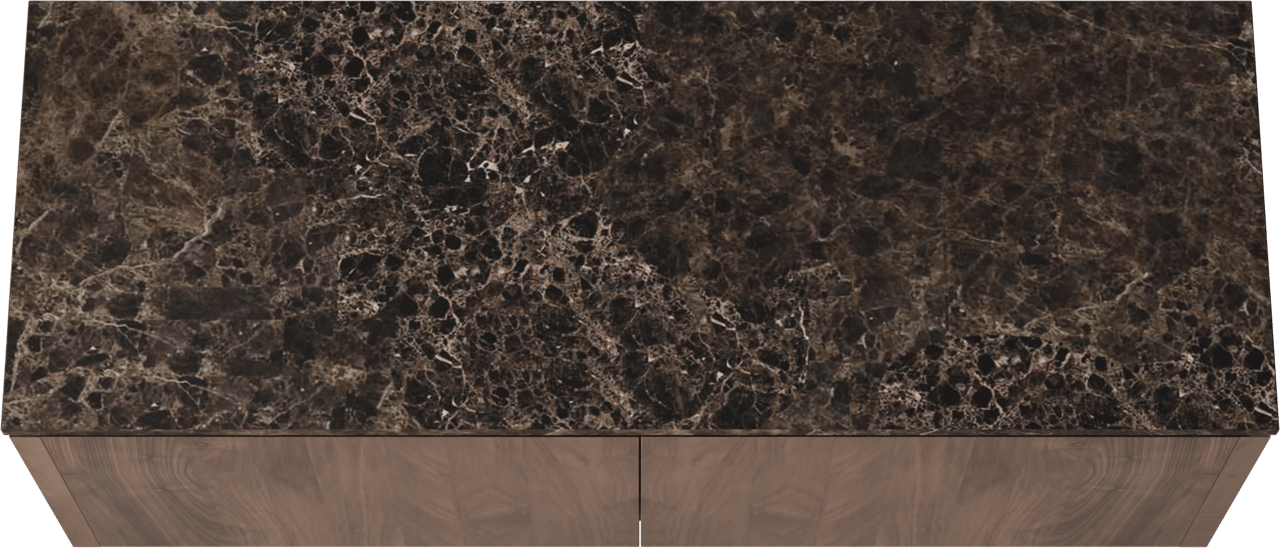 Balmani Eclips meuble salle de bains suspendu 150 x 55 cm Noyer américain avec Stretto tablette simple ou double en Dark Emperador marbre