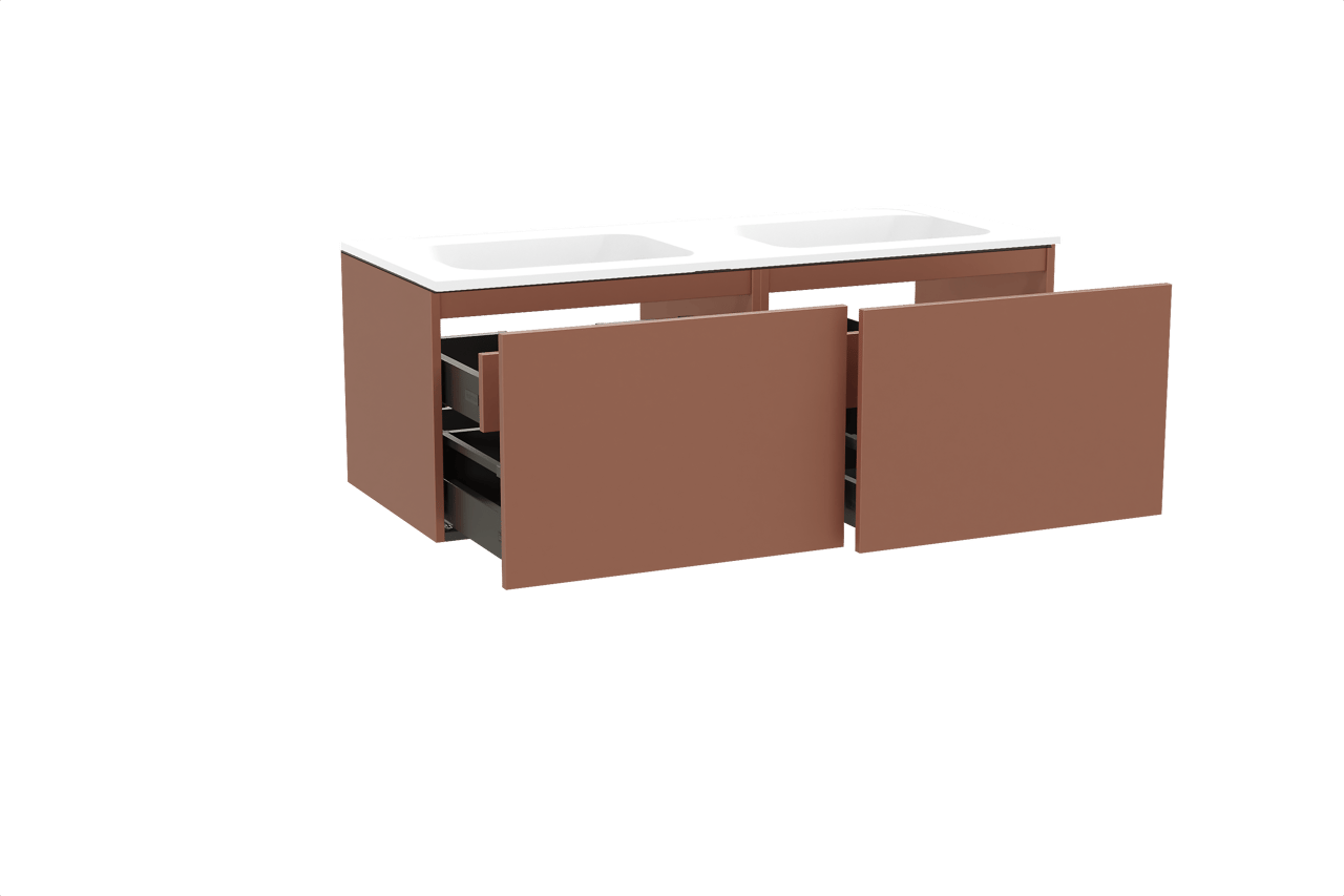 Balmani Sfera meuble salle de bains suspendu 135 x 55 cm cotto avec Tablo Strada double vasque en marbre composite blanc mat