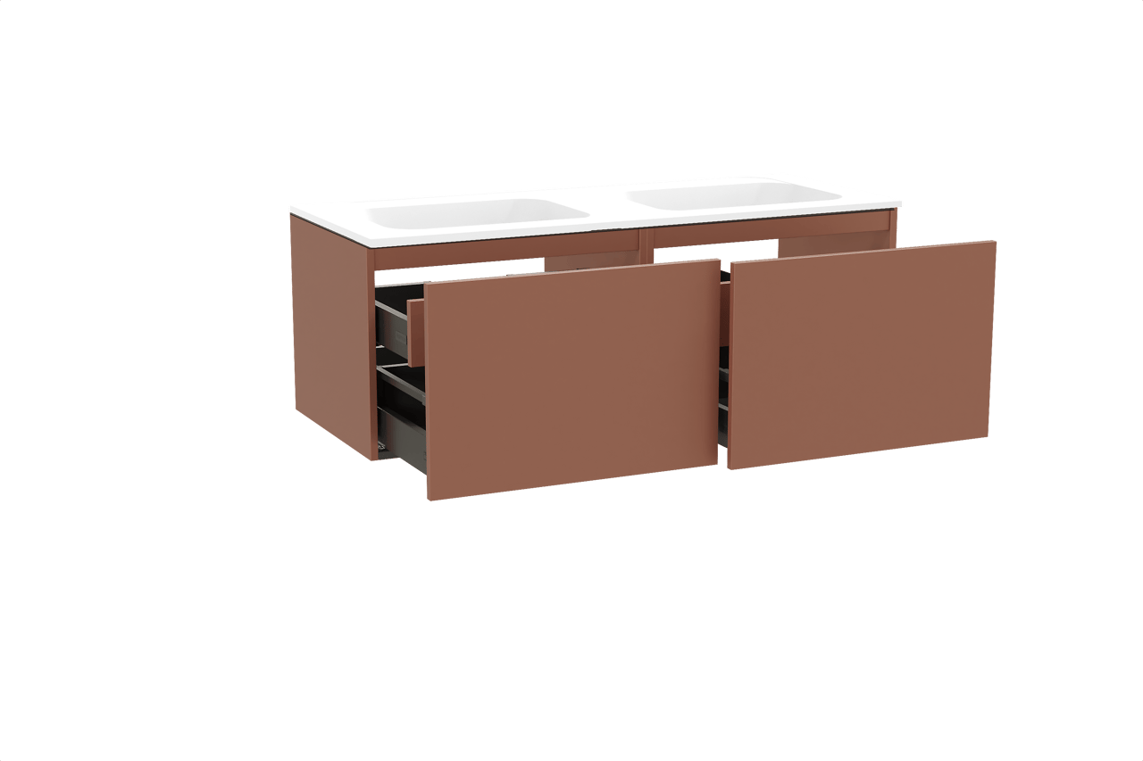 Balmani Sfera meuble salle de bains suspendu 135 x 55 cm cotto avec Tablo Strada double vasque en marbre composite blanc mat