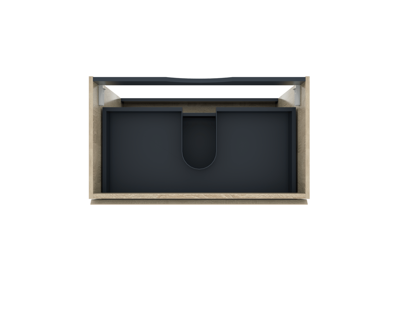 Linie Lado stehender Waschbeckenunterschrank: 80 x 46 cm, Eiche Weiß, 3 Schubladen