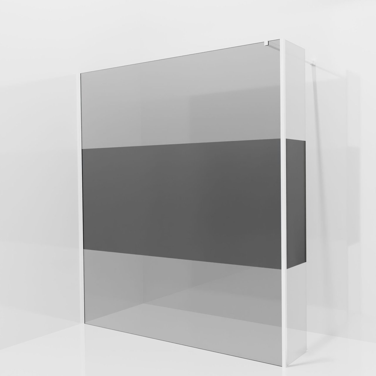 Balmani Modular Walk-In Dusche mit fester Seitenwand: 180 x 200 cm, Rauchglas mit mattiertem Streifen, Profil Chrom glänzend