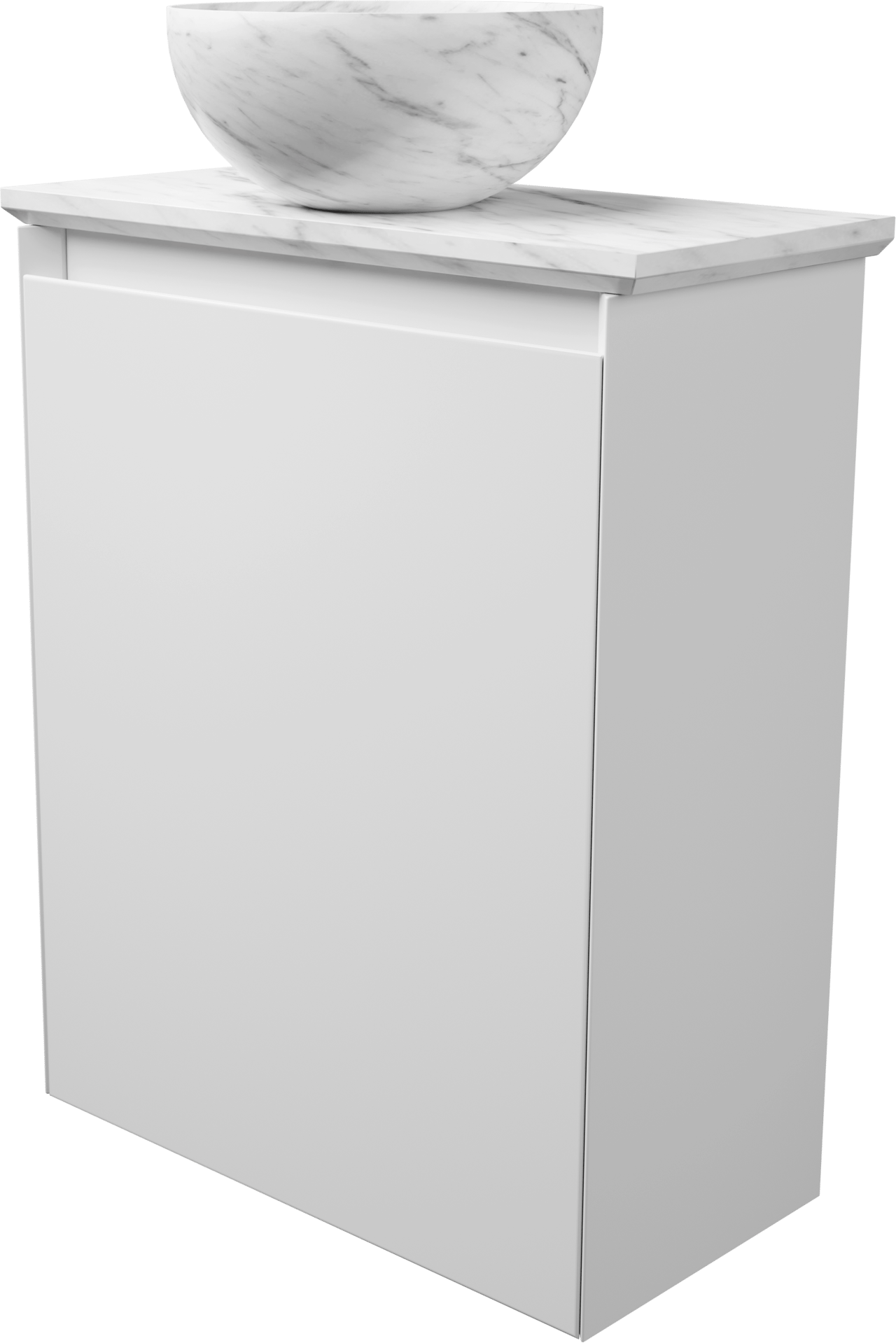 Balmani Mitra meuble wc suspendu 42 x 21 cm blanc mat avec Facetta tablette et Bari XS vaque à poser en marbre Carrara