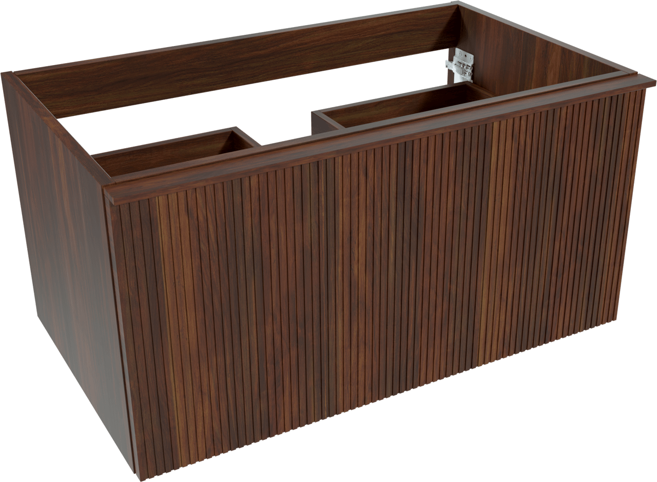 Balmani Forma hängender Waschbeckenunterschrank: 90 x 55 cm, amerikanischer Nussbaum, 2 Schubladen