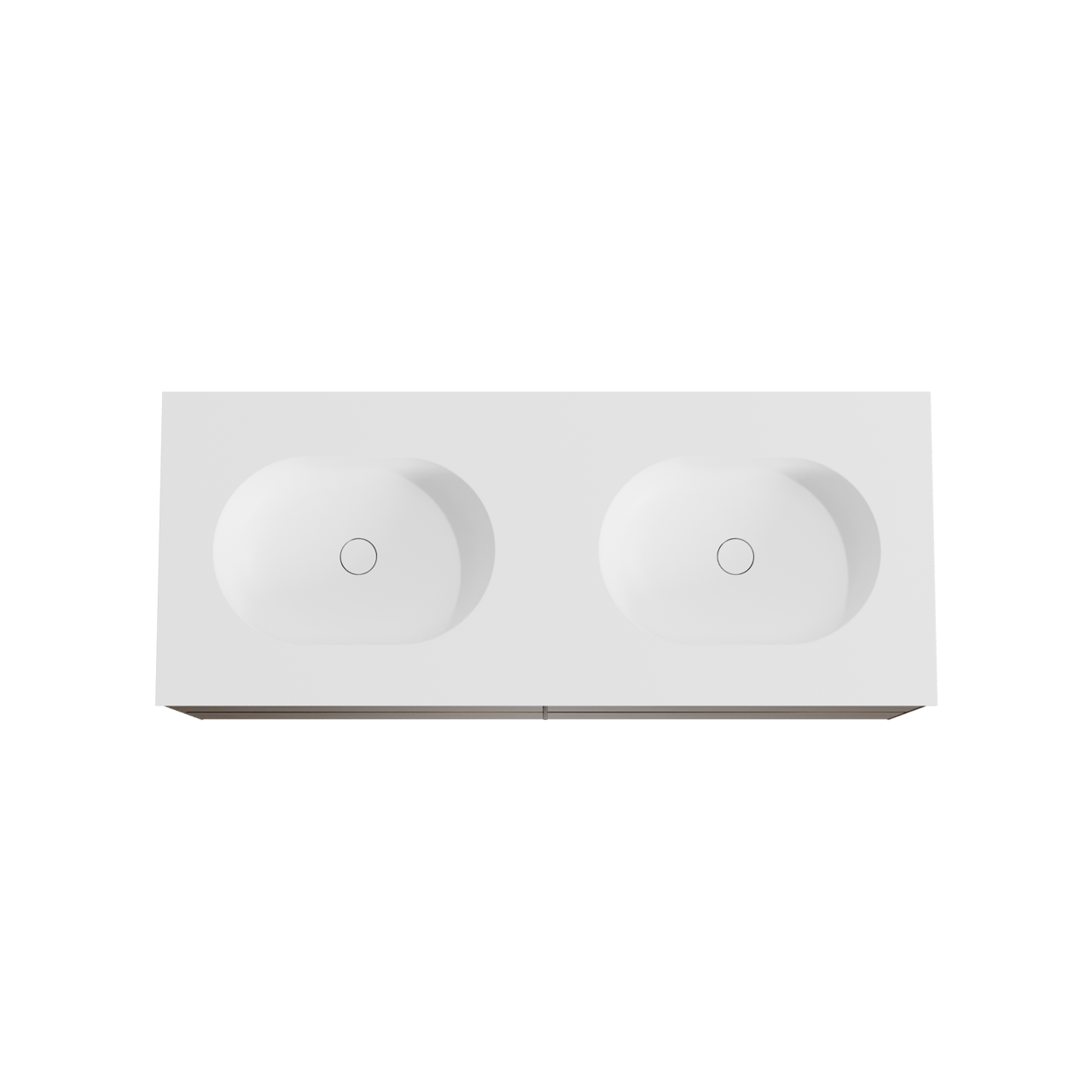 Balmani Mitra meuble salle de bains suspendu 135 x 55 cm noyer américain avec Tablo Oval double vasque en solid surface blanc mat