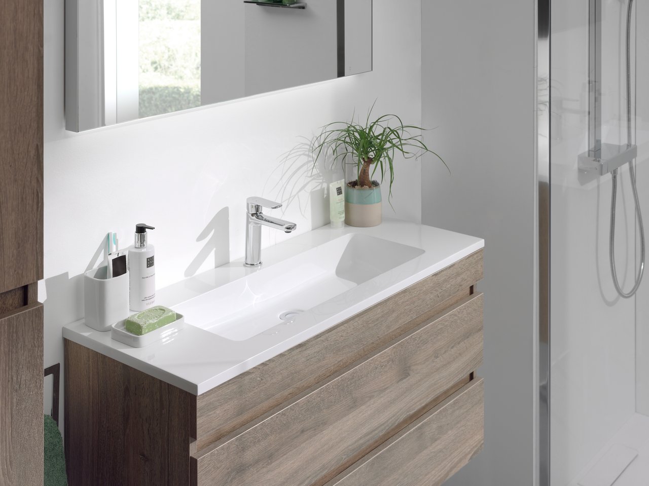 Storke Diva Einzelwaschtisch, Marmorkomposit glänzend, 100 x 40 cm