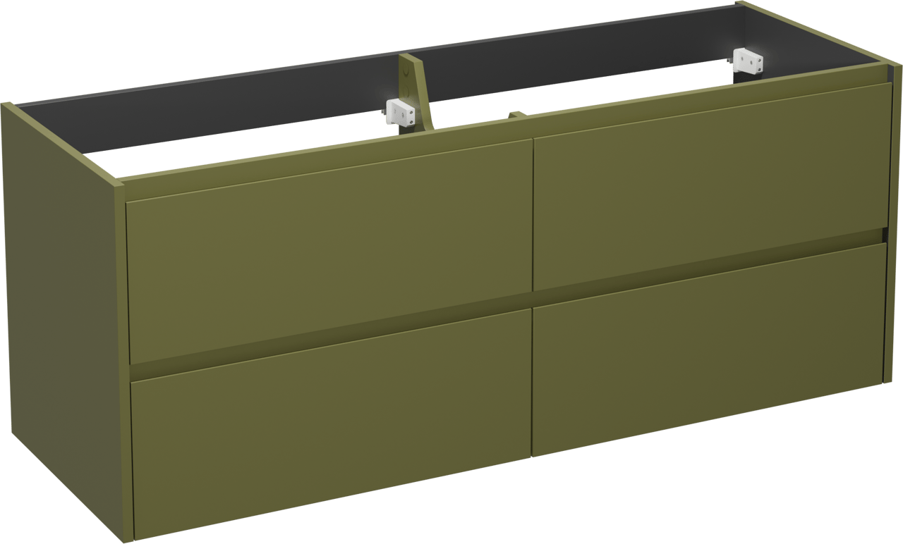 Storke Seda hängender Waschbeckenunterschrank: 150 x 52 cm, Olivgrün, 4 Schubladen