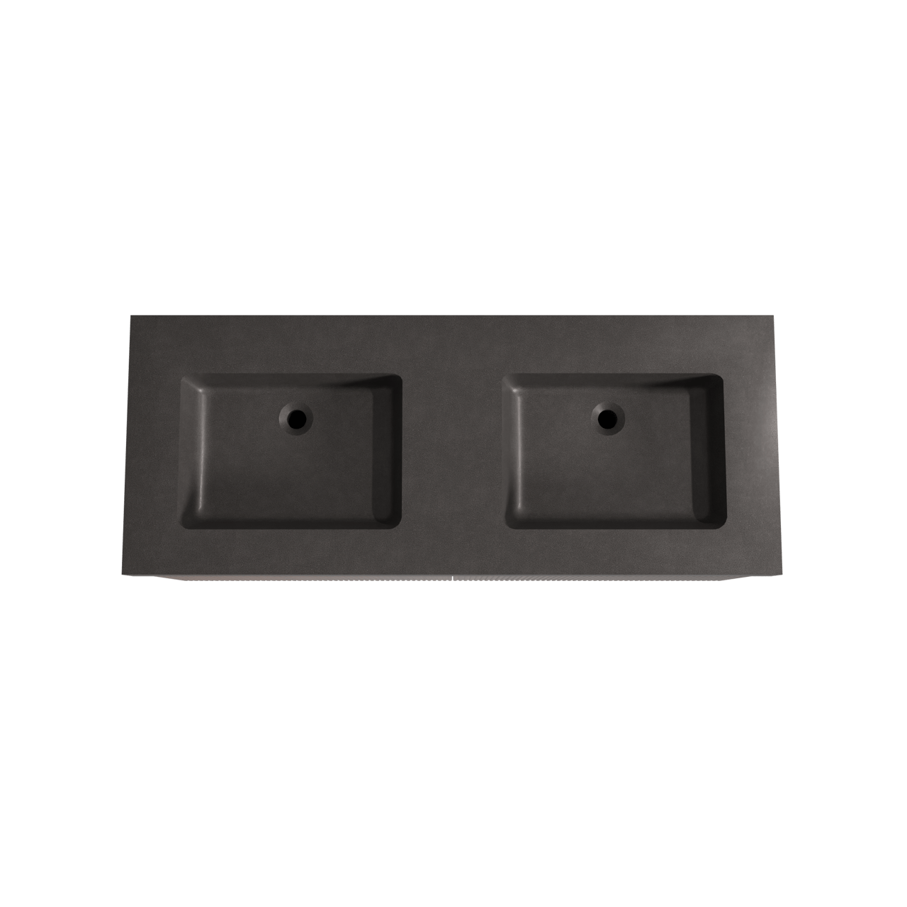 Storke Ribs meuble salle de bains suspendu 130 x 52 cm noyer avec Scuro High double vasque en quartz noir mat, Nervure droite symétrique verticale