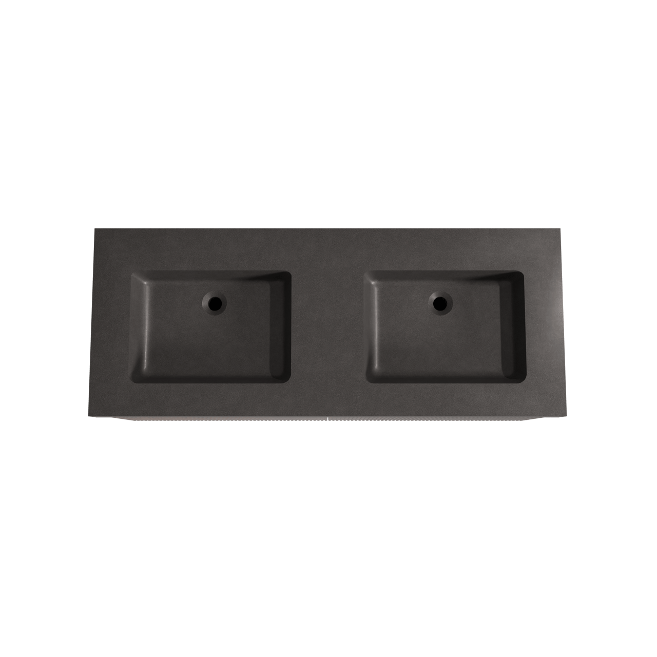 Storke Ribs zwevend badmeubel 130 x 52 cm notenhout met Scuro High dubbele wastafel in kwarts mat zwart, Verticale symmetrische rechte ribbel