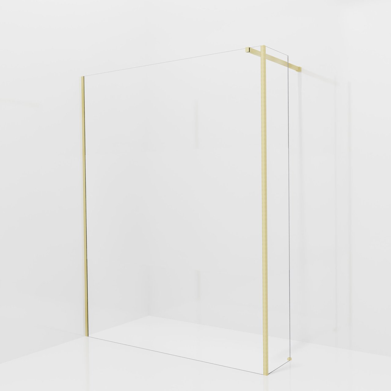 Balmani Modular Walk-In Dusche mit fester Seitenwand: 160 x 200 cm, Klarglas mit mattiertem Streifen, inklusive Coating, Profil Brushed Champagne Gold