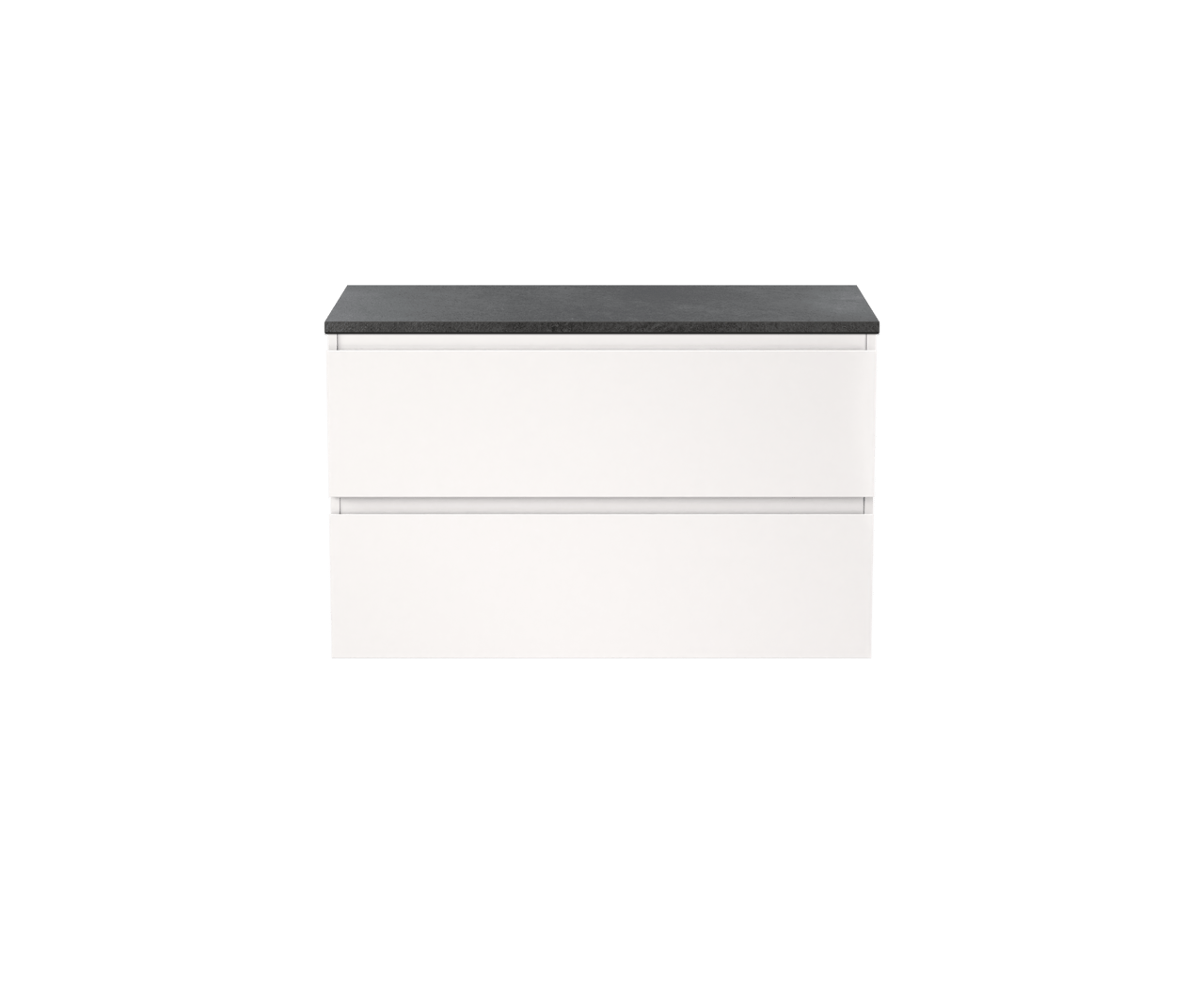 Linie Lado hängendes Möbelstück Set: 90 x 46 cm, Weiß glänzend, mit Lado Einzel Waschtischplatte, Melamin Schiefergrau
