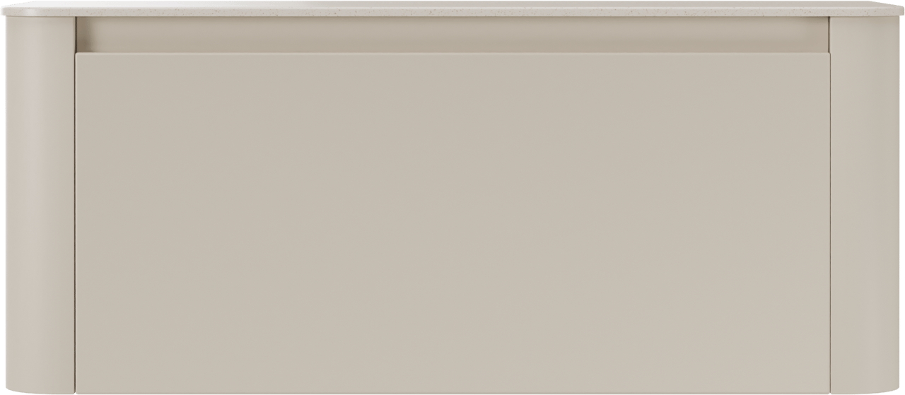Storke Soft meuble salle de bains suspendu 120 x 46 cm Sand mat avec Tavola Soft tablette simple ou double vasque en Solid Surface beige granite