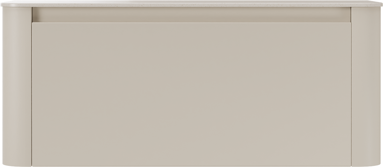Storke Soft meuble salle de bains suspendu 120 x 46 cm Sand mat avec Tavola Soft tablette simple ou double vasque en Solid Surface beige granite