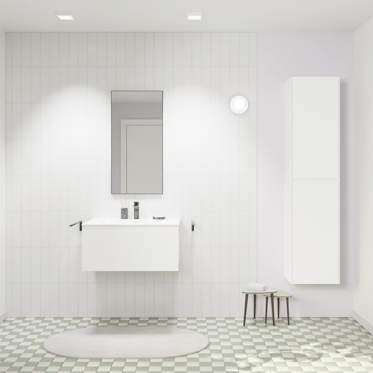 Storke Edge zwevend badkamermeubel 75 x 52 cm mat wit met Mata enkele wastafel in solid surface mat wit