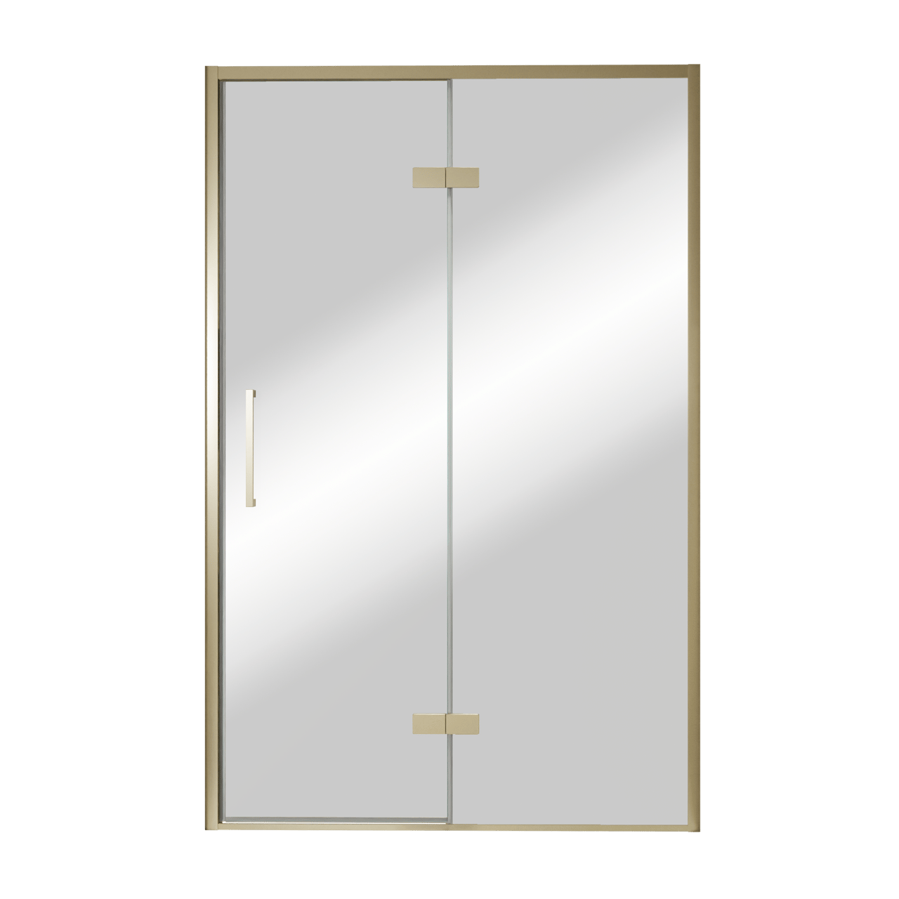 Balmani Senses Design porte pivotante à droite 140 cm x 210 cm verre Miroir Reflex, Profil Brushed Champagne Gold, coating inclus