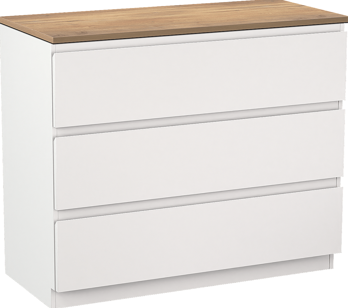 Linie Lado freistehendes Möbelstück Set: 100 x 46 cm, Weiß matt, mit Lado Einzel- oder Doppel Waschtischplatte, Melamin Naturbelassene Eiche