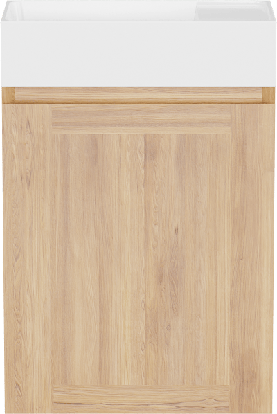 Balmani Mitra zwevend toiletmeubel 42 x 21 cm teakhout met Dama wastafel in mat witte Solid Surface