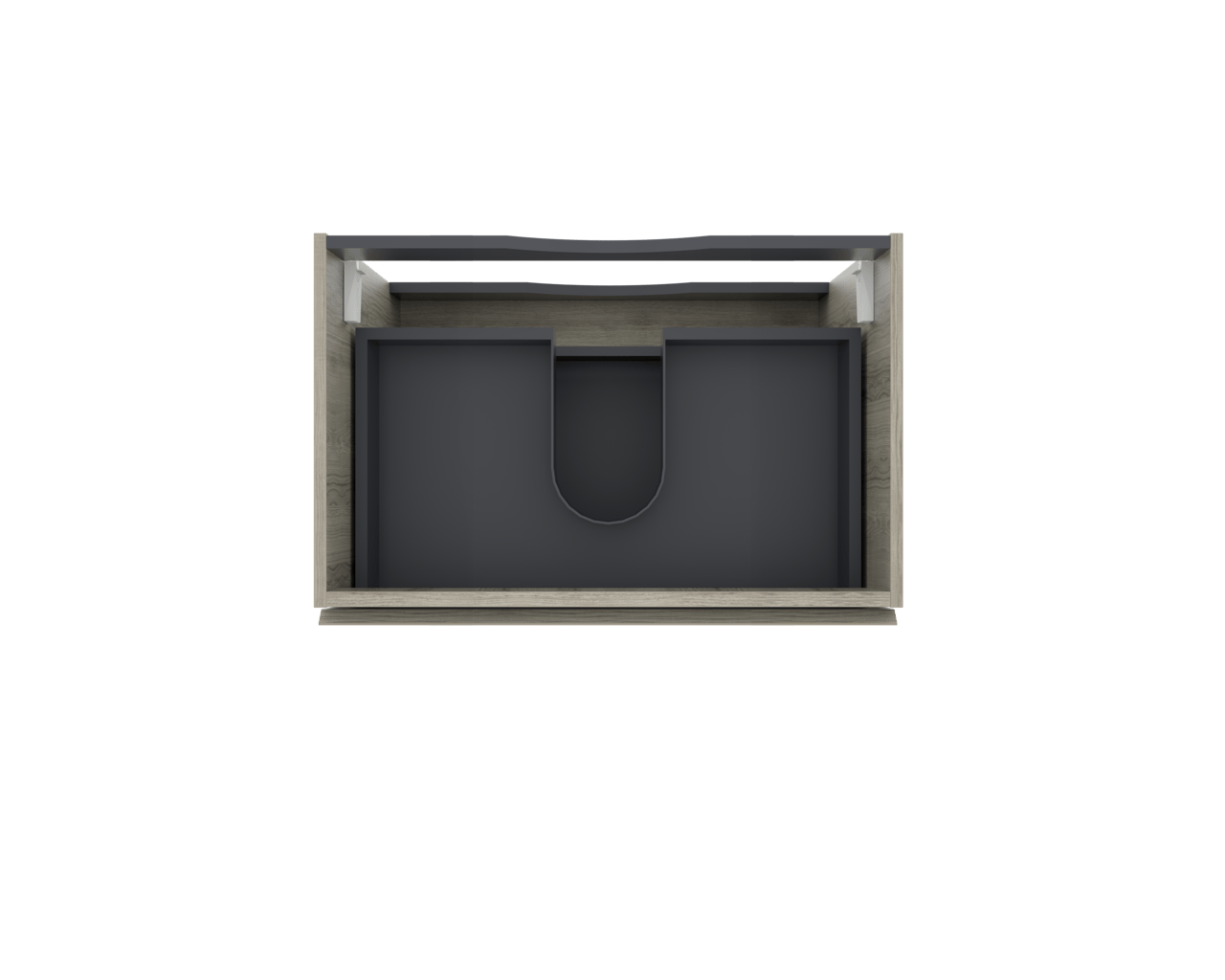 Linie Lado meuble sous-vasque suspendu 70 x 46 cm chêne gris 2 tiroirs