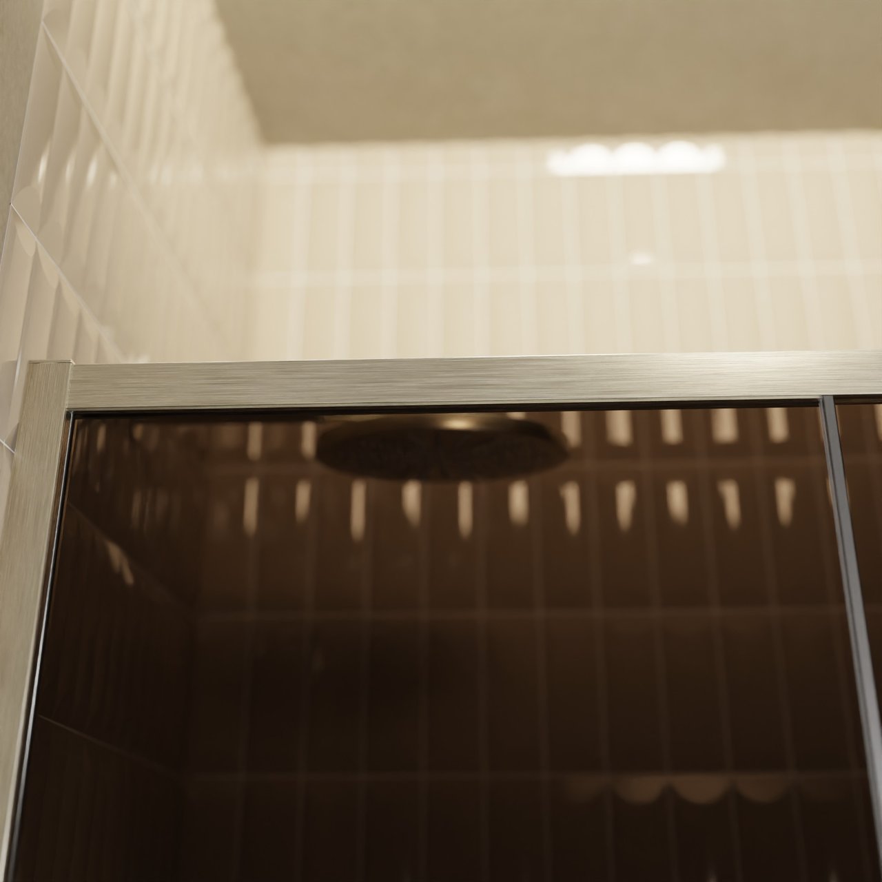 Balmani Senses Design porte coulissante réversible 120 cm x 210 cm verre Bronze, Profil Brushed CoolMetal, coating inclus