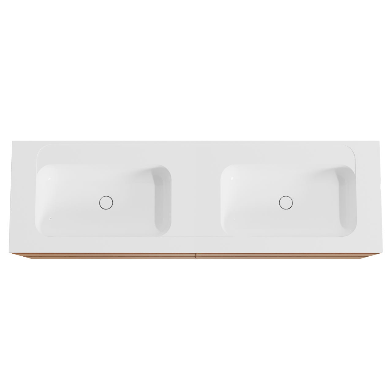 Balmani Mitra meuble salle de bains suspendu 180 x 55 cm teck avec Tablo Strada double vasque en marbre composite blanc brillant