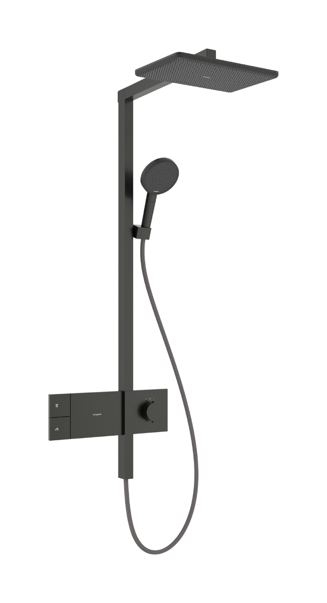 Hansgrohe Raindance Alive Q Showerpipe colonne de douche pluie 210/340 1 fonction de jet avec Ecosmart Showerselect Comfort Brushed Black Chrome