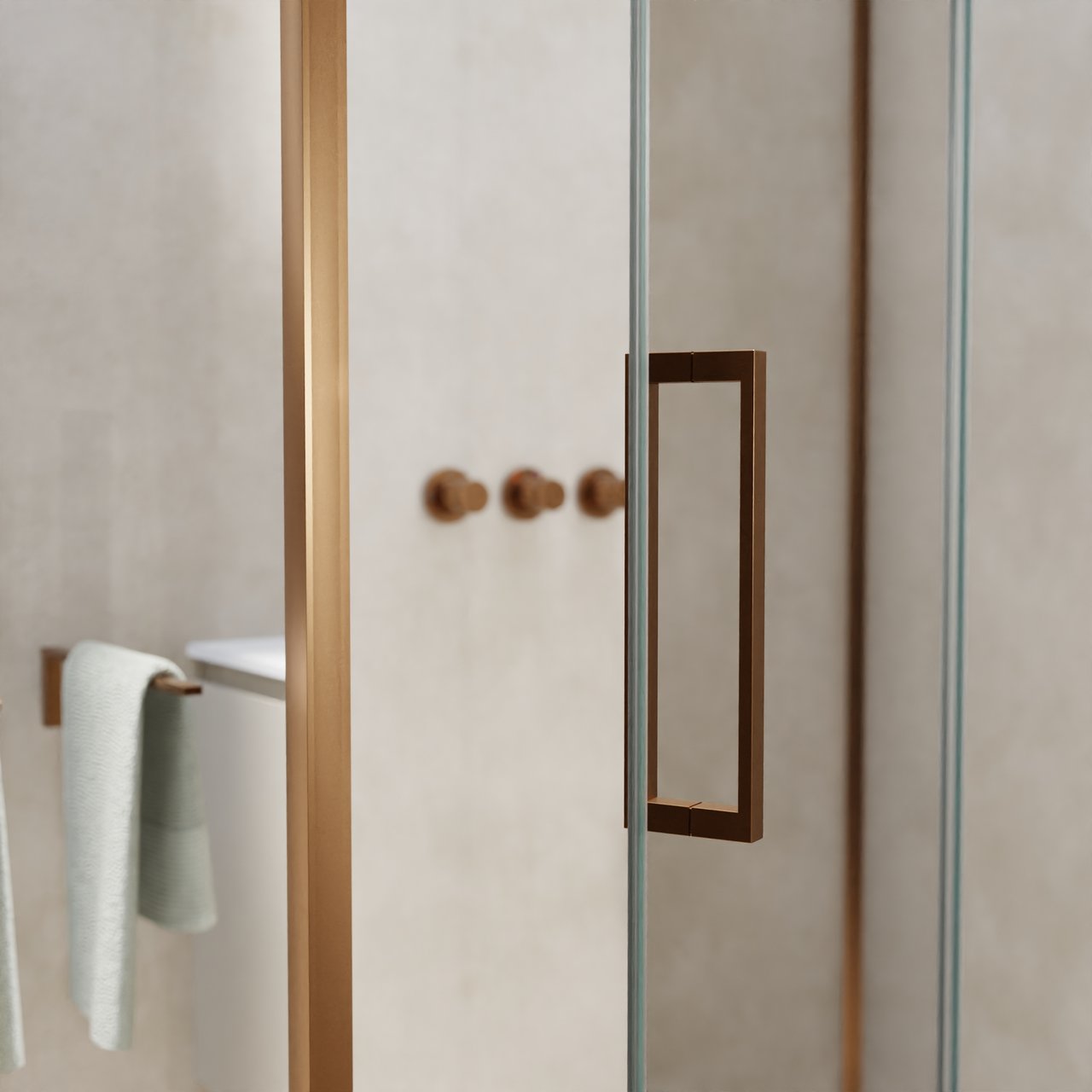 Balmani Senses Design douche d'angle avec porte pivotante à droite et paroi latérale fixe, 140 x 80 cm, Verre transparent, Profil Brushed Rosegold