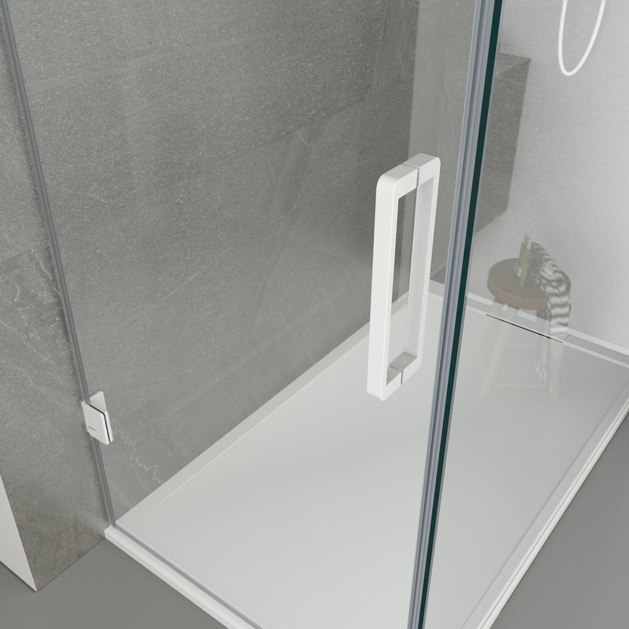 Balmani Modular charnières porte de douche et poignée blanc mat