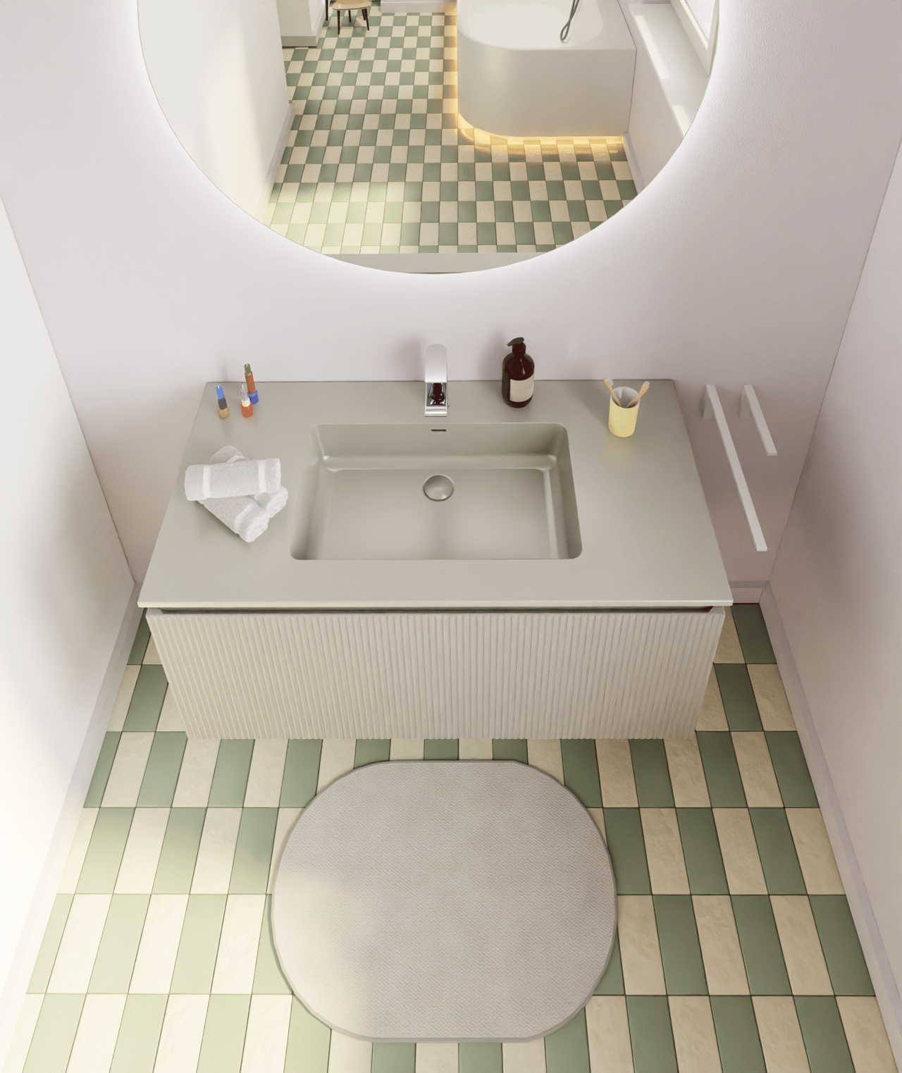 Storke Diva Einzelwaschtisch matt seidengrau Top Solid Seidengrau Matt 105 x 52 cm