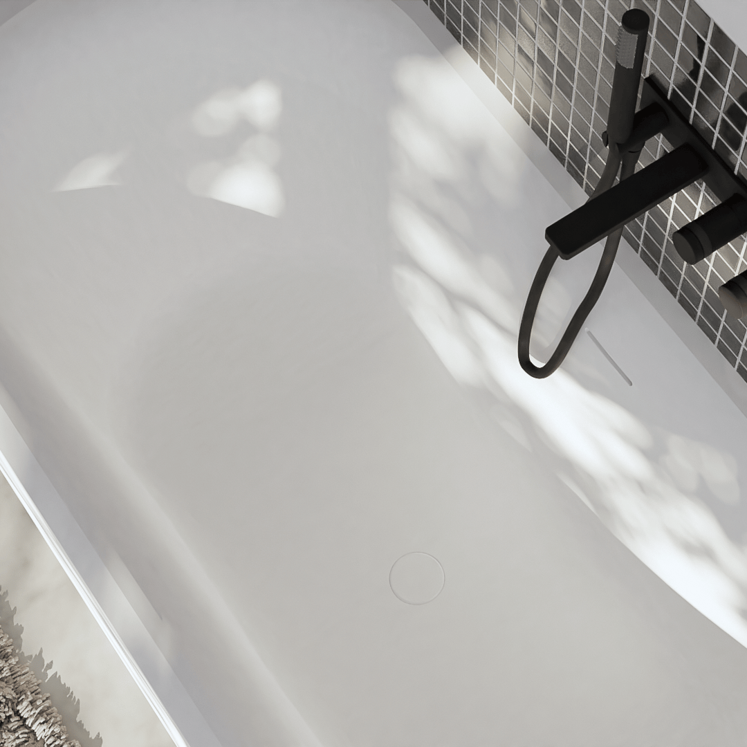 Balmani Rallanta rechthoekig vrijstaand bad 180 x 80 cm Solid Surface mat wit