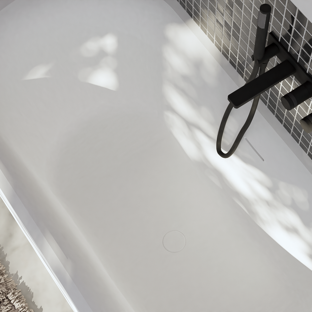 Balmani Rallanta baignoire îlot rectangulaire 180 x 80 cm Solid Surface blanc mat