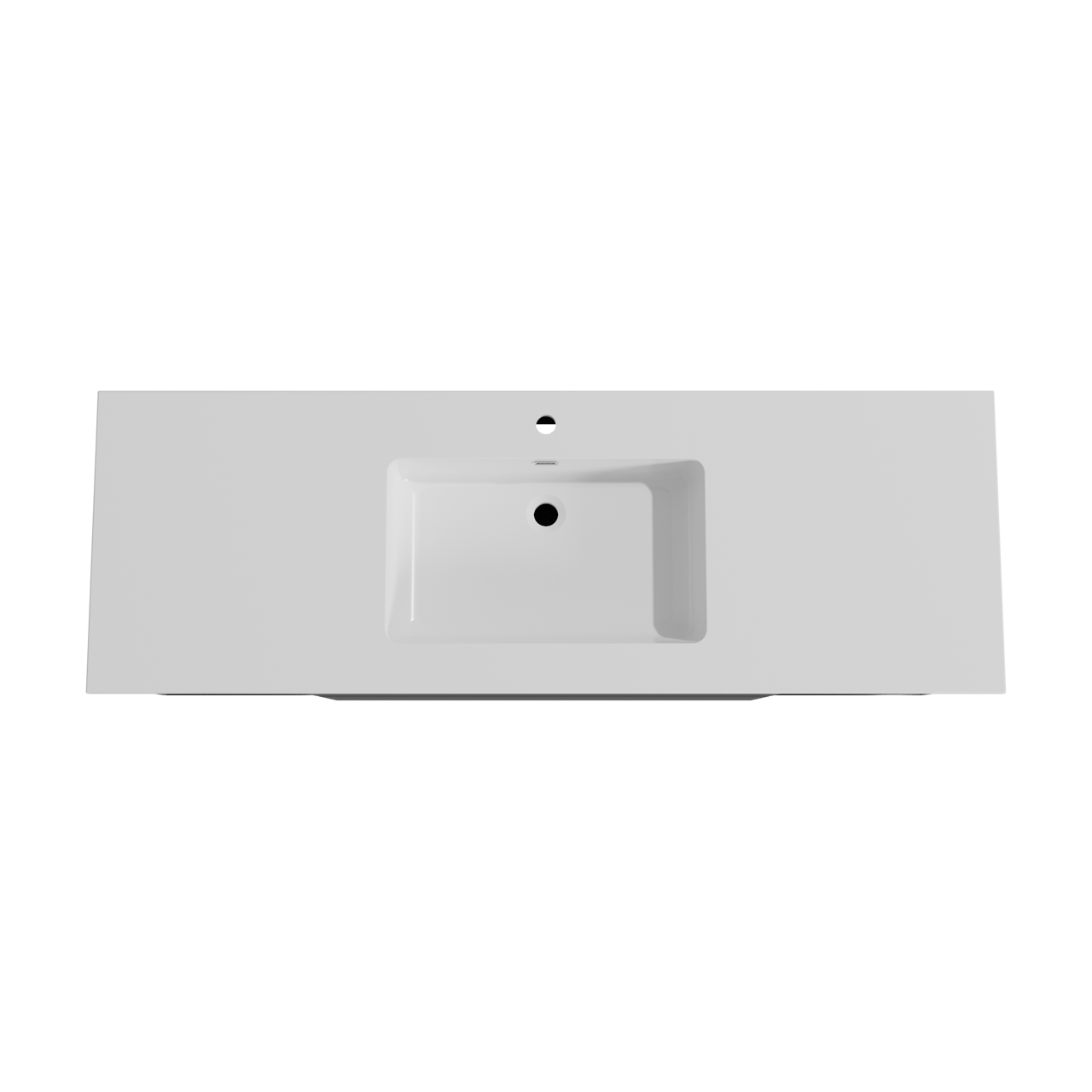 Storke Edge meuble salle de bains suspendu 155 x 52 cm noir mat avec Diva plan simple en marbre composite blanc brillant