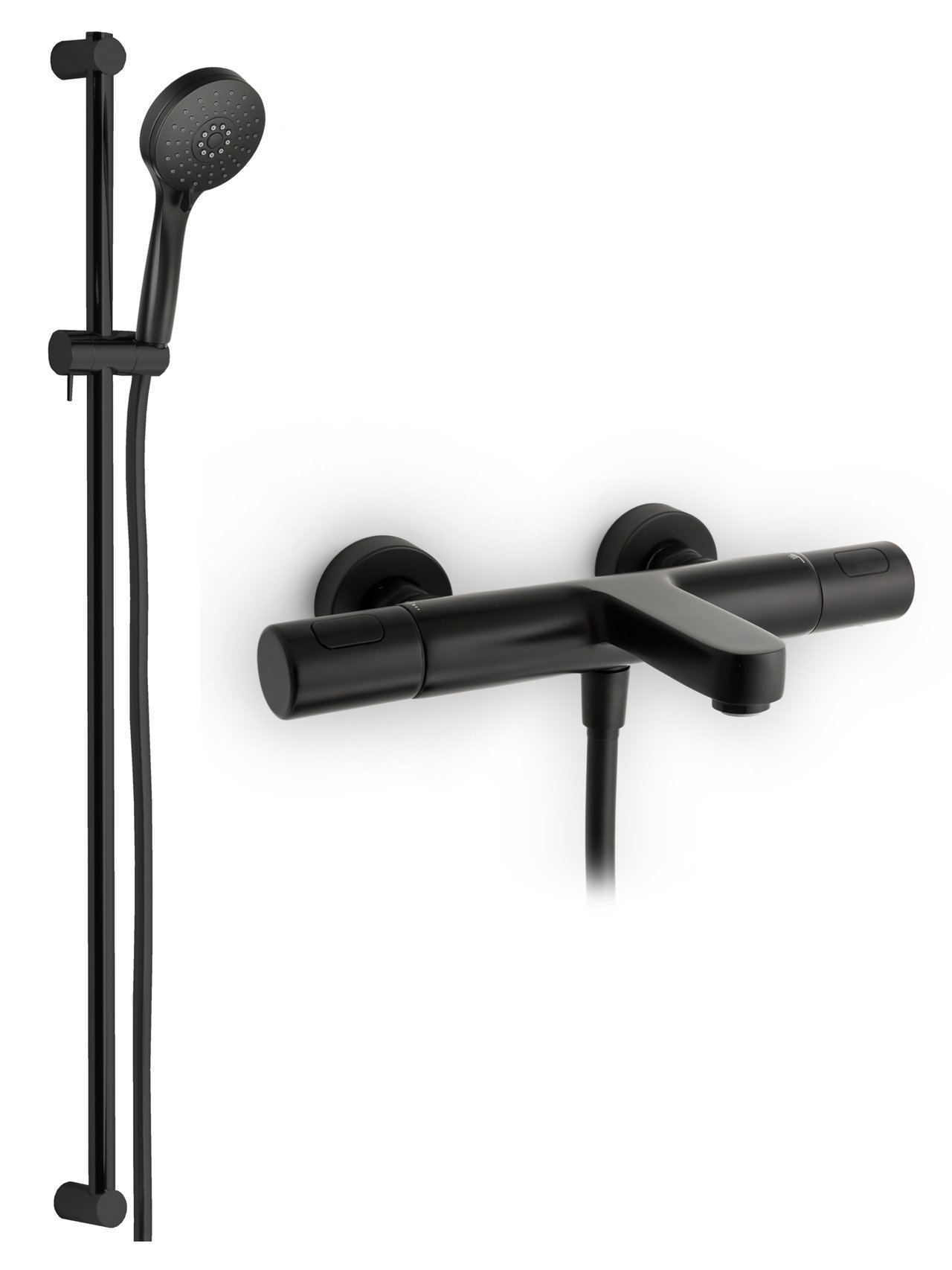 Blaufoss Apollo set de douche de pluie robinet thermostatique Noir Mat