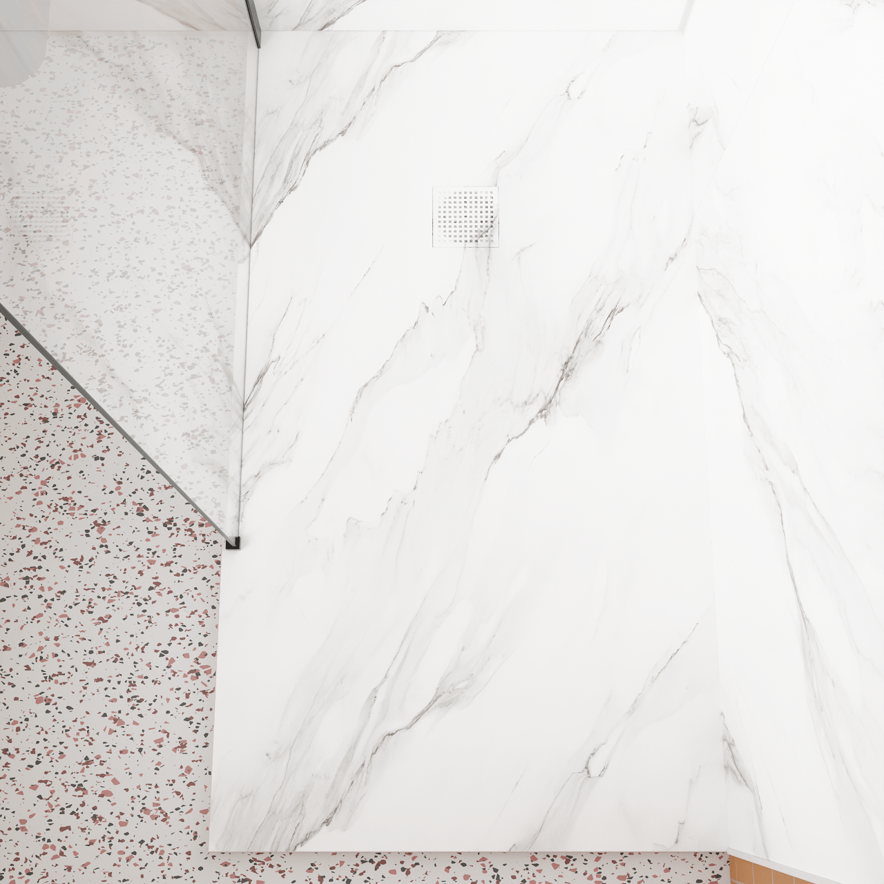 Luca Varess Suite receveur de douche 160 x 90 cm marbre composite Marble White 